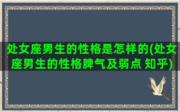 处女座男生的性格是怎样的(处女座男生的性格脾气及弱点 知乎)